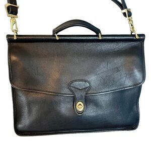 Jack Georges University Slim Dowel Briefbag #2452 Black Leather Briefcase Unisex